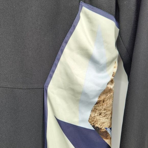 BARELLI Black Round Neck Dress with Attached Multi-Color Geometric Scarf Women 6 - Picture 10 of 15